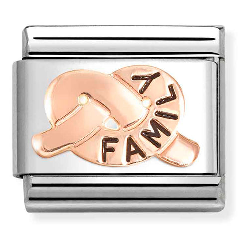 Nomination Composable Classic Link 430202/37 Family Knot 9K Rose Gold & Black Enamel