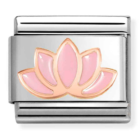 Nomination Composable Classic Link 430202/44 Pink Lotus in 9K Rose Gold & Enamel