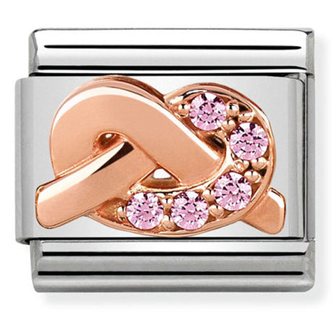 Nomination Composable Classic Link 430302/07 Pink Knot 9K Rose Gold & CZ
