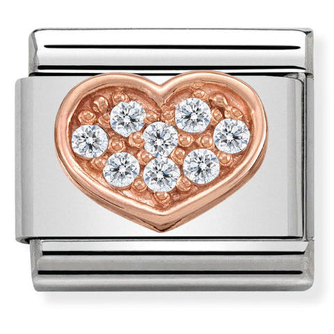Nomination Composable Classic Link 430302/13 Heart 9K Rose Gold & CZ