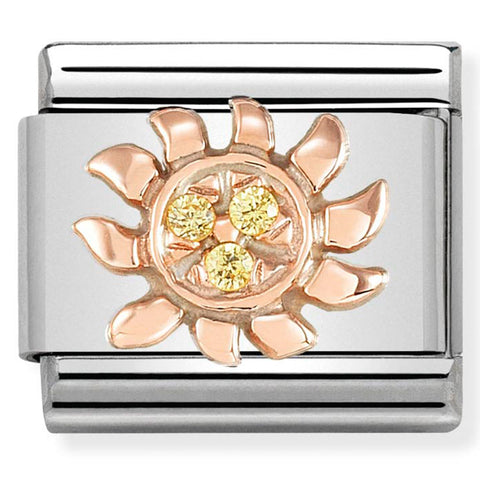 Nomination Composable Classic Link 430305/18 Sun in 9K Rose Gold & CZ