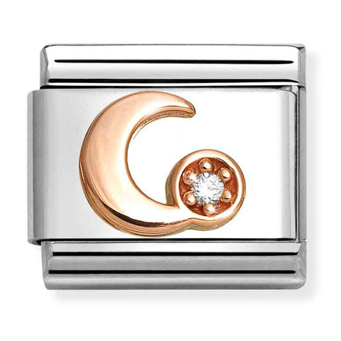 Nomination Composable Classic Link 430305/45 Moon 9K Rose Gold & White CZ