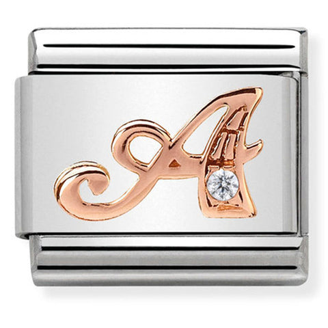 Nomination Composable Classic Link 430310/01 Letter A in 9K Rose Gold