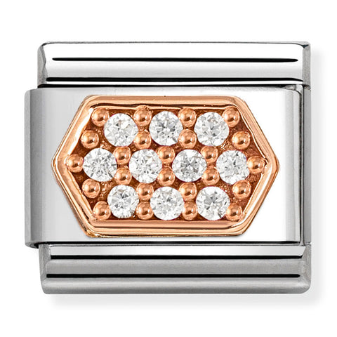 Nomination Composable Classic Link 430312/03 White CZ Hexagon in 9K Rose Gold