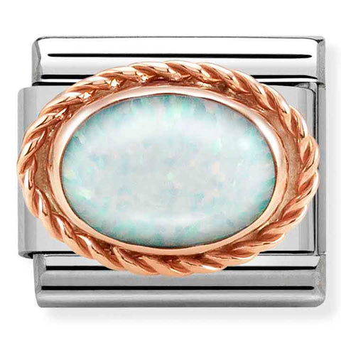 Nomination Composable Classic Link 430507/07 White Opal in 9K Rose Gold