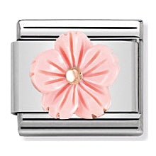 Nomination Composable Classic Link 430510/03 Flower in Rose Coral in 9K Rose Gold