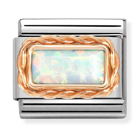 Nomination Composable Classic Link 430512/07 White Opal in 9K Rose Gold