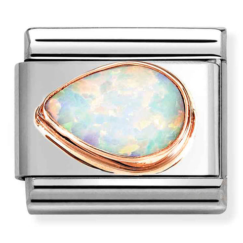 Nomination Composable Classic Link 430513/07 White Opal Drop Left in 9K Rose Gold