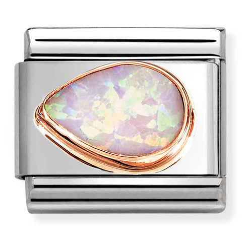 Nomination Composable Classic Link 430513/38 Pink Opal Drop Left in 9K Rose Gold