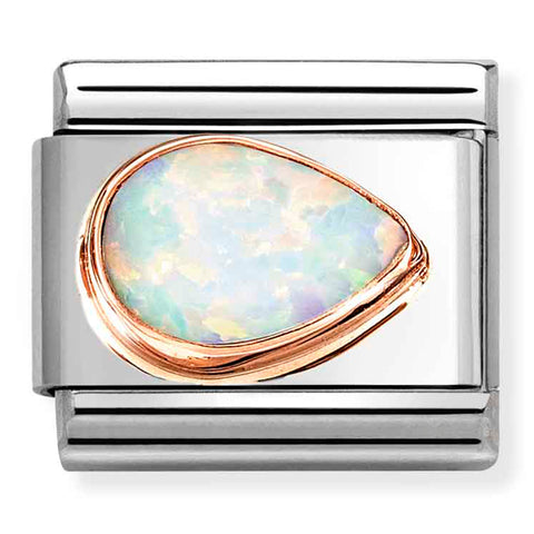 Nomination Composable Classic Link 430514/07 White Opal Drop Left in 9K Rose Gold