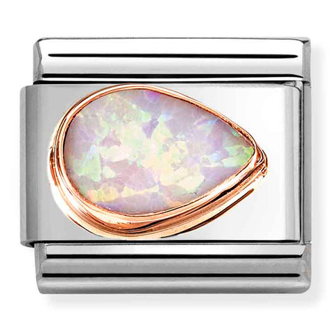 Nomination Composable Classic Link 430514/38 Pink Opal Drop Left in 9K Rose Gold