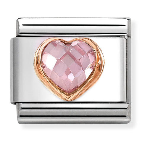 Nomination Composable Classic Link 430607/003 Pink CZ Heart in 9K Rose Gold