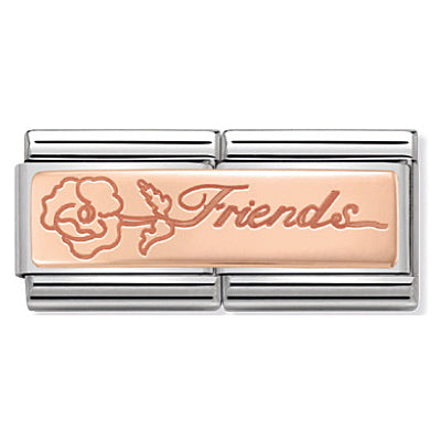 Nomination Composable Classic Double Link 430710/16 Friends with Flower in 9K Rose Gold