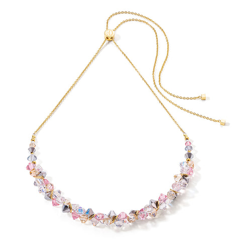Coeur de Lion Radiating Adjustable Gold, Silver & Shimmering Pink Necklace