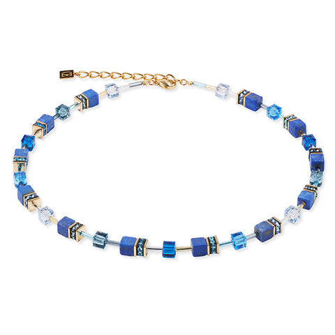 Coeur de Lion GeoCube Natural Lapis Lazuli & Gold Necklace