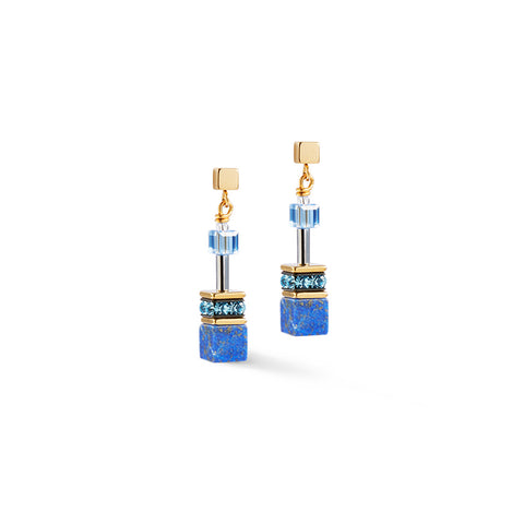Coeur de Lion GeoCube Natural Lapis Lazuli & Gold Earrings