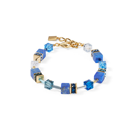 Coeur de Lion GeoCube Natural Lapis Lazuli & Gold Bracelet