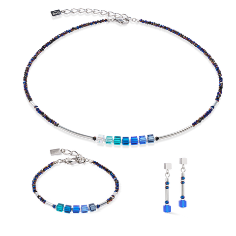 Coeur de Lion GeoCube Tonal Blue Earrings