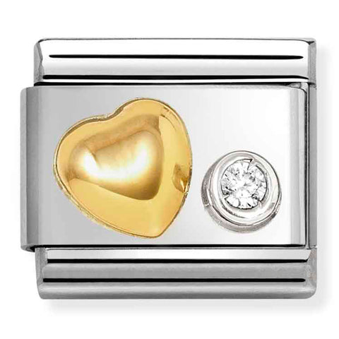 Nomination Composable Classic Link 630301/02 Heart in 18K Gold, Silver & CZ