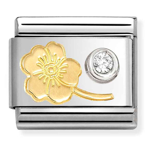 Nomination Composable Classic Link 630301/04 Forget-Me-Not in 18K Gold, Silver & CZ