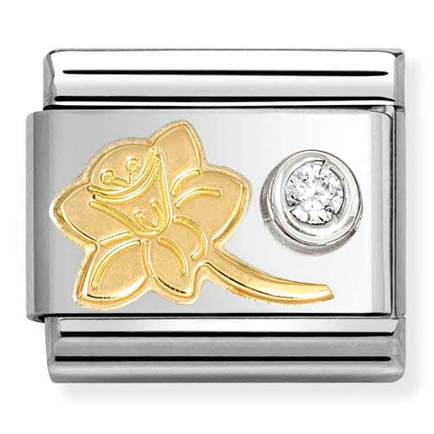 Nomination Composable Classic Link 630301/05 Daffodil in 18K Gold, Silver & CZ