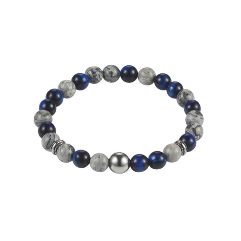 Cudworth Map Stone & Blue Tiger Eye Bead Bracelet