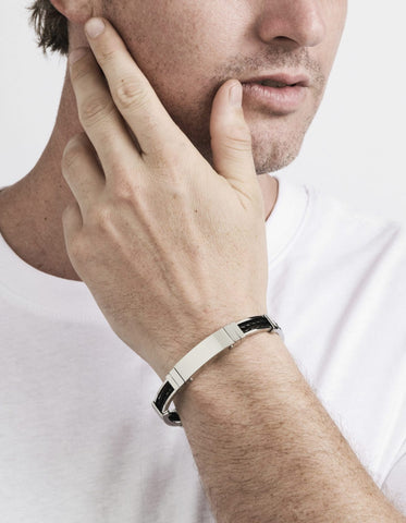 Cudworth Double Strand Braided Black Leather Bracelet