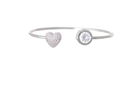 Equilibrium Sparkle Heart Silver Bangle