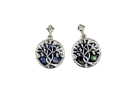 Equilibrium Tree of Life Paua Shell Earrings