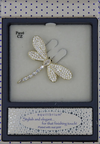 Equilibrium Sparkle Dragonfly Gold Brooch