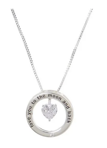 Equilibrium Love You to the Moon and Back Message Ring Necklace