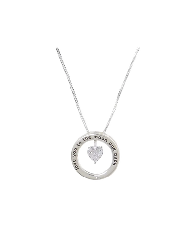 Equilibrium Love You to the Moon and Back Message Ring Necklace