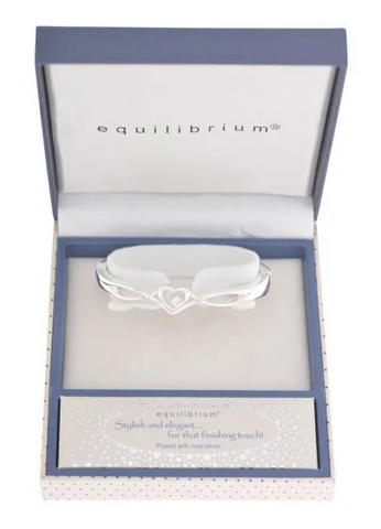 Equilibrium Diamond Heart Silver Bangle