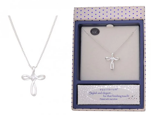 Equilibrium Crystal Cross Necklace