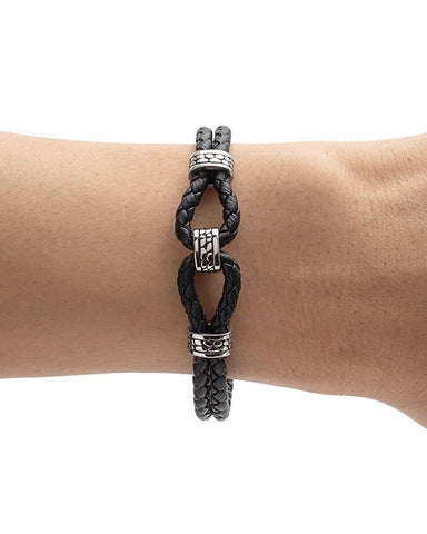 Men's Republic Leather Bracelet with Stainless Steel