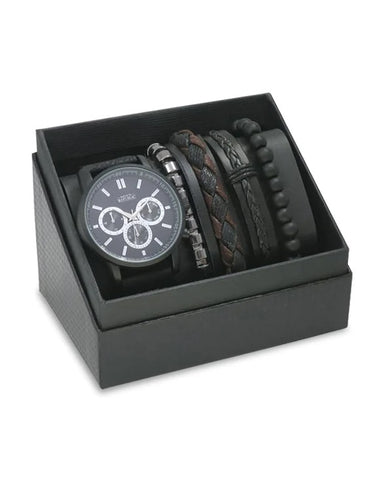 Men's Republic Black Watch set with four Bracelets