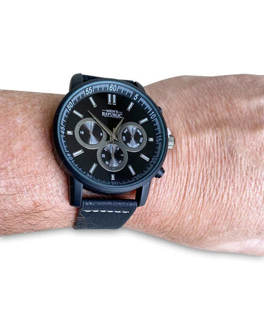 Men's Republic Black Watch set with four Bracelets