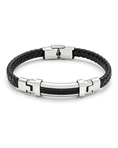 Men's Republic Leather Bracelet with Stainless Steel