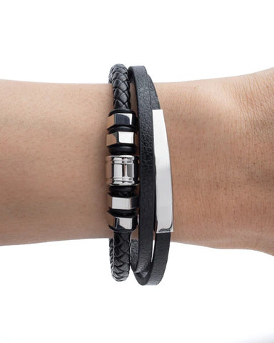 Men's Republic Multi Leather Bracelet with Stainless Steel