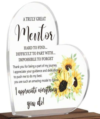 Acrylic Plaque Heart Great Mentor