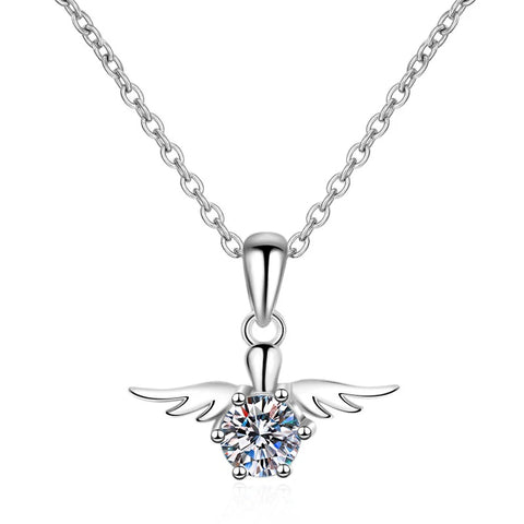 Moissanite Angel Wings Necklace in 925 Silver