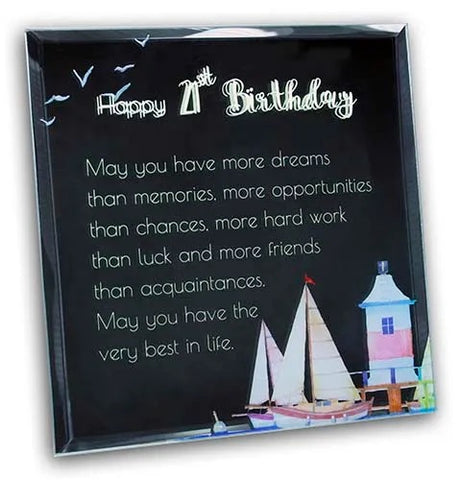 21st Birthday Mirrored Sentiment Plaque