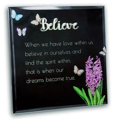 Believe Mirrored Sentiment Plaque