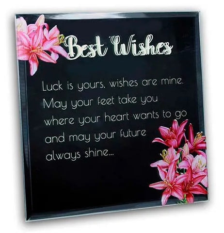 Best Wishes Mirrored Sentiment Plaque