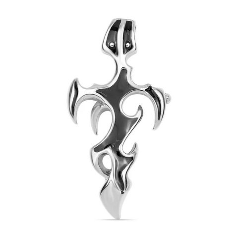 Black Flame Cross Stainless Steel Pendant