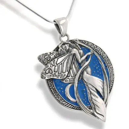 Celtic Sky Blue Moonlight Fairy Pendant Necklace