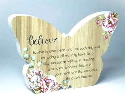 Believe Bunch of Joy Butterfly Plaque