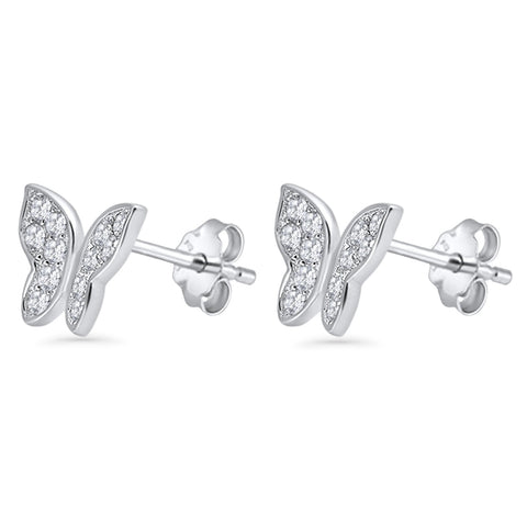 Butterfly Cluster Cubic Zirconia Stud Earrings