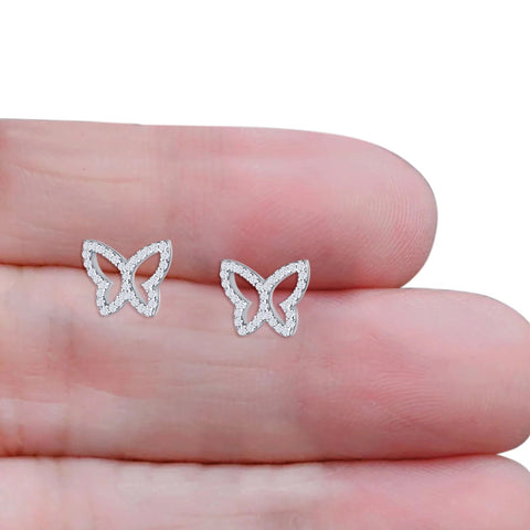 Butterfly Wings Cubic Zirconia Stud Earrings