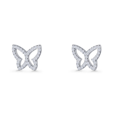 Butterfly Wings Cubic Zirconia Stud Earrings